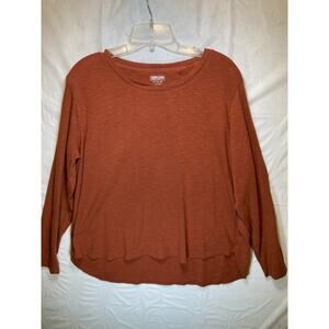 Women's Kirkland Signature Long Sleeve Slub Tee Rust Color XL